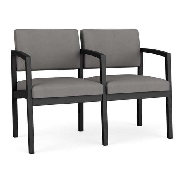 Lenox Steel Reception Waiting 2 Seats Chair / Black Steel / Light Gray