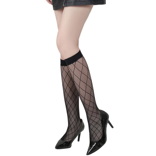 TIEVOSA Womens Black Fishnet Socks Lace Hollow out Mesh Socks