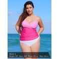 thumbnail image 2 of RELLECIGA Women's V Neckline Ruched Tankini Top Swimsuits, 2 of 11