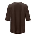 thumbnail image 4 of CFLVAEK T-Shirts Classiques à Manches 1/2 pour Femmes, Col Rond Décontracté, Blouse Unie, T-Shirts Confortables pour Dames 2025, Hauts de Sortie, 4 of 5