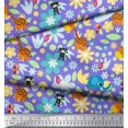 thumbnail image 2 of Soimoi Satin Silk Fabric Floral,Bird & Animal Cartoon Print Sewing Fabric Yard 42 Inch Wide, 2 of 3