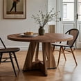 thumbnail image 1 of Fnova 47" Round Dining Table for 4 People, Modern Farmhouse Wooden Kitchen Table, Walnut (Chairs Not Included), 1 of 13