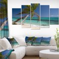 thumbnail image 1 of Palm Bent to Picturesque Seashore - Modern Seascape Canvas Artwork, 1 of 3