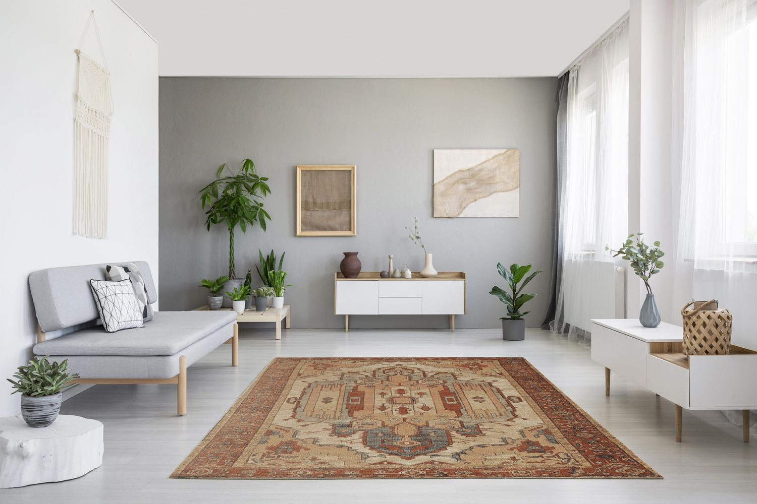 Tapis Grand Zéro Garron ivoire & rouille de 8 pi x 10 pi