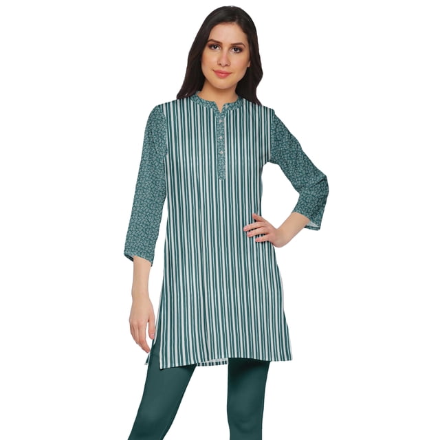 Moomaya Robe Tunique Mini à Col Fermé Imprimée pour Femmes Vêtements Porter