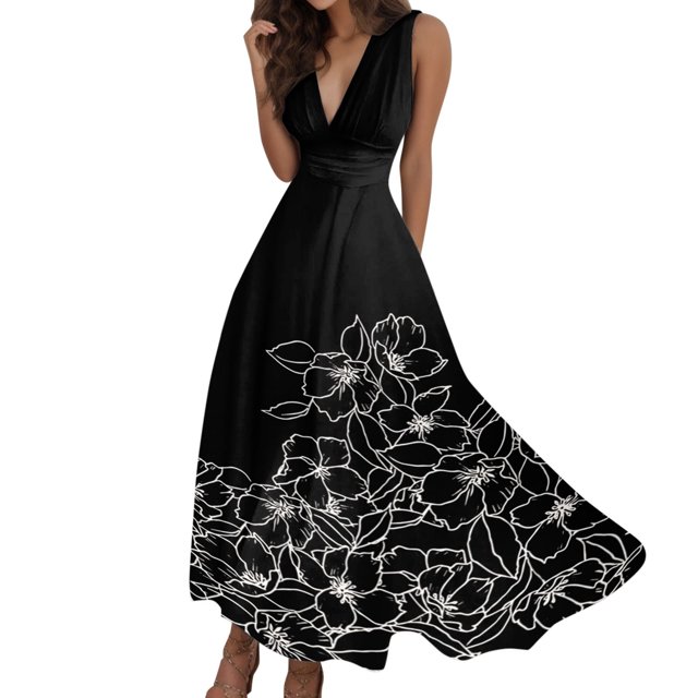 TJAZFJPA Robe d'Hiver Femme Femme Été Aguichant à Col en V Profond Formelle Sans Manches Longue Robe Dégradé à Fermeture Éclair Évasée Robes Robe de Maternité Rouge Robe à Volants