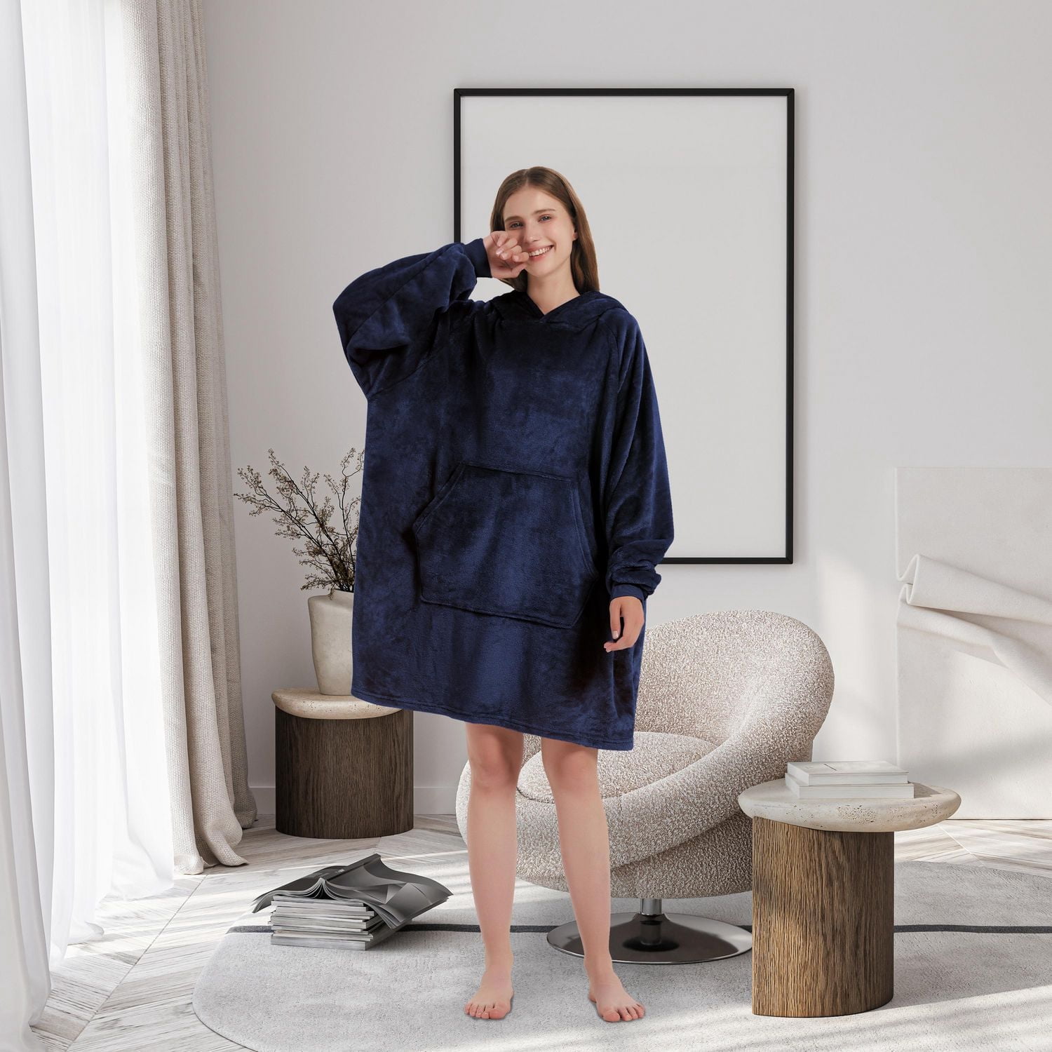Sweat à capuche portable Marina Decoration avec manches et poche géante, couverture à capuchon surdimensionnée en peluche confortable pour adultes