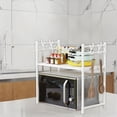 thumbnail image 4 of Iumwxz Microwave Oven Shelf Multi Layer Countertop Kitchen Organizer No Drill Easy Install Durable Space Saving Storage Rack Spice Towel Appliance Holder with Hooks 1 Piece White A, 4 of 7
