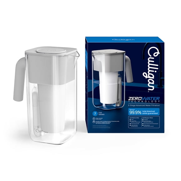 Culligan With ZeroWater Technology 7 Cup Water Filter Pitcher with 5-Stage Advanced Water Filter