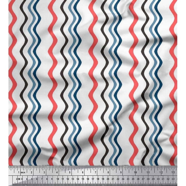 Soimoi Cotton Voile Fabric Waves Artistic Print Sewing Fabric Yard 42 Inch Wide
