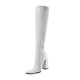 thumbnail image 1 of Womans Head Thick Heel Bright Leather High Heel Boots Side Zipper Middle Boots, 1 of 9