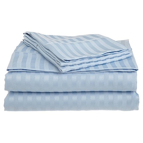 Home Design 1800 Series Luxurious Hotel Stripe Sheet Sets (Twin, Blue)