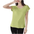 thumbnail image 1 of FRSASU T-Shirt de Sommeil Uni pour Femme Haut de Pyjama à Col en V Vert, 1 of 8