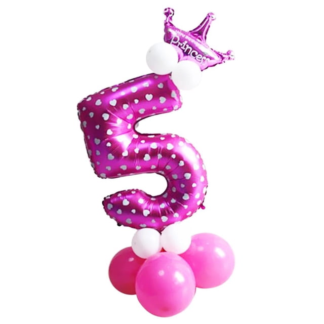 simhoa 19pcs/Set Numbers 0-9 Foil Balloons Party Latex Balloons Wedding Decorations Number 5