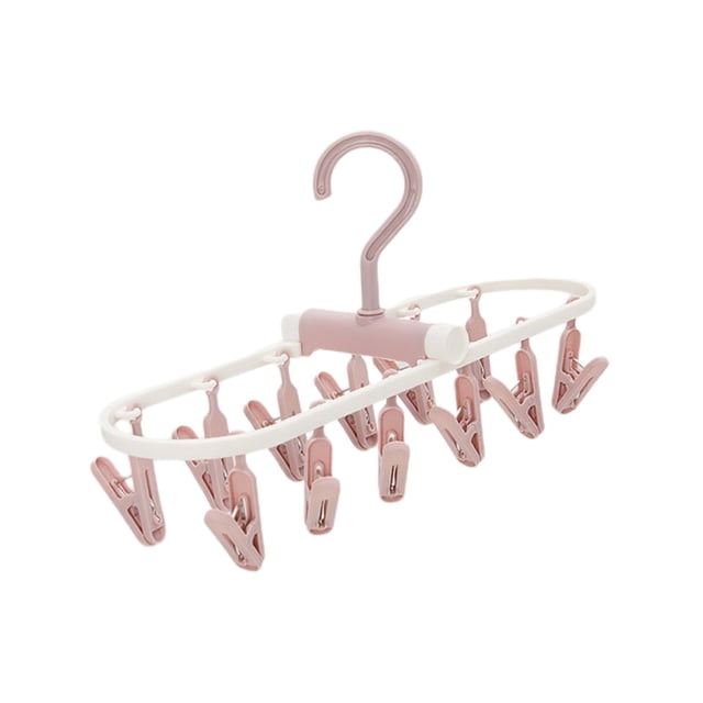 Ohufall Portable Foldable Clothes Drying Rack: 20 Rotating Clips for Underwear/Socks, Multi-Purpose Laundry Hanger (Indoor/Outdoor)
