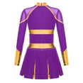 thumbnail image 4 of RUNQHUI Filles Enfants Paillettes Manches Longues Robe de Danse Ballet Uniforme d'Équipe Compétition Encouragement Danse Violet 14, 4 of 7