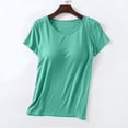 thumbnail image 2 of Timegard Hauts d'Été pour Femmes avec Soutien-Gorge Intégré Col Ras du Cou Manches Courtes Tenue de Détente Pyjama Doux Décontracté T-Shirt, 2 of 7