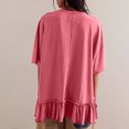 thumbnail image 4 of Plebaso Womens Oversized T Shirts Ruffle Hem Short Sleeve Tee Shirts Loose Casual Crew Neck Summer Tops, 4 of 7