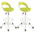 thumbnail image 1 of Gymax 2 Pcs Tabouret de Dessin Roulant Chaise de Bureau Haute avec Roues Dossier Bas Repose-Pieds Vert, 1 of 10