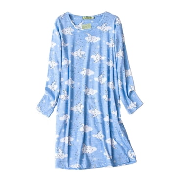 2025 Chemises de Nuit et T-Shirts de Nuit pour Femmes Chemise de Nuit en Coton pour Femmes Vêtements de Nuit Chemise de Sommeil Chemise à Manches Longues Chemise Décontractée Chemises de Nuit en Coton pour