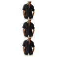 thumbnail image 1 of pitrice Men Shirt Casual Short Sleeve Breathable Replacement Button Down Solid Color Fashionable Home Dating Shirts Top Black M 3Set, 1 of 6