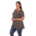 thumbnail image 2 of White Mark Women's 2-Pack White Keyhole Cutout Round Neckline Short Sleeve Top, 2 of 5