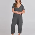 thumbnail image 2 of Birdeem Combinaisons pour Femmes Mode Femmes Combinaison Décontractée à Manches Courtes Combinaison Unie Combinaisons Pantalon à Jambe Grand avec Poche, 2 of 12