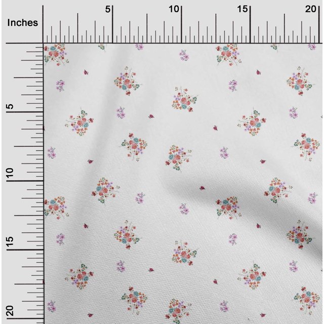 oneOone Cotton Flex Fabric Leaves & Flower Floral Print Fabric BTY 40 Inch Wide