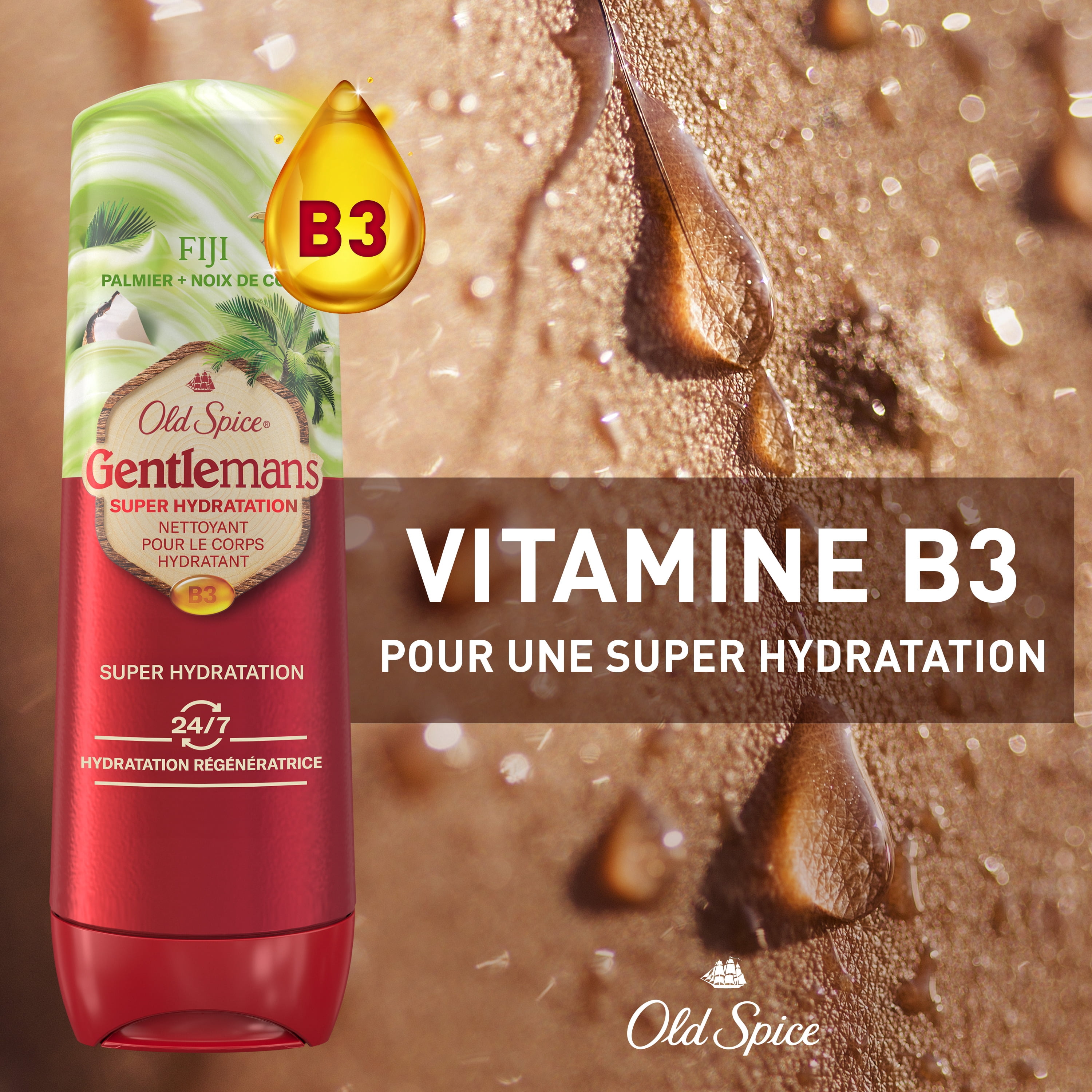 Nettoyant pour le corps pour hommes Old Spice Super Hydratation, Fiji avec palmier et noix de coco, hydratation régénératrice 24 heures sur 24, 7 jours sur 7, 591 mL (20 oz)