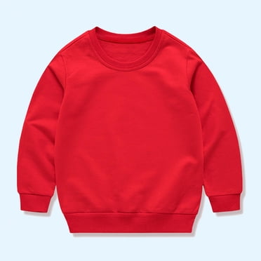Milgrthf Toddler Boys Girls Basic Solid Sweatshirt Casual Cotton Thin Long Sleeve Infant Crewneck Sport Pullover Top Red 1 Years