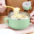 thumbnail image 1 of Pisexur Stainless Steel Double Layer Insulated Rabbit Fast Food Cup Large Capacity Plastic Stainless Steel Bowl With Lid Instant Noodle Bowl Green,Free Size, 1 of 7