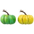 thumbnail image 2 of Northlight Crackle Finish Fall Harvest Pumpkin Decorations - 5" - Green and Gold - Set of 2, 2 of 6