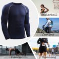 thumbnail image 2 of Chandails de Compression pour Hommes 3 Pcs Élastiques Séchage Rapide Couche de Base Col Rond Manches Longues T-Shirt de Sport, 2 of 7