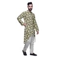 thumbnail image 2 of Atasi Printed Long Sleeve Kurta For Men Button Down Cotton Slub Ethnic Shirt, 2 of 5