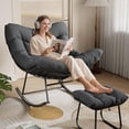 thumbnail image 2 of GOGRANT Outdoor Papasan Rocking Chair, Oversized Patio Rocker with Thick Cushion & Sturdy Metal Frame, Wicker Egg Chair for Balcony Backyard Porch Garden, 350LBS Capacity, Black, 2 of 13