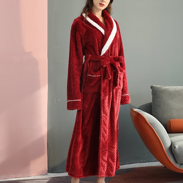 Gift TIMIFIS Mens Womens Robe Soft Plush Fleece Hooded Bathrobe, Full Length Long Warm Lounge Robe Spa Bath Robe with Hood pring/Summer