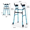 thumbnail image 3 of Gymax Déambulateur Pliant Cadre de Marche Ajustable Aide à la Marche en Aluminium avec Roues Bleu, 3 of 10