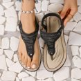 thumbnail image 5 of Hyknon Sandals for Women Large Size New Toe Clip Rhinestone Sandals Elastic Flat Shoes Arch Support Comfortable Sandals, 5 of 5