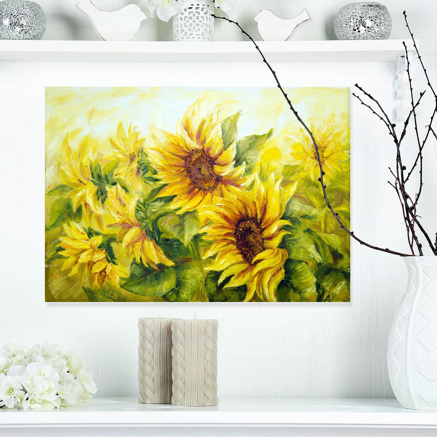 Designart Tournesols ensoleillés jaune vif Art mural sur toile