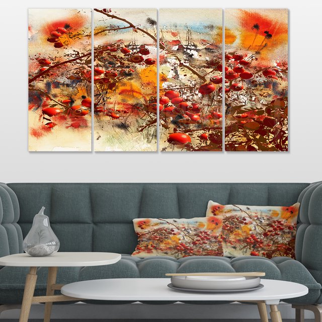Brier Fond Abstrait Rose - Grande Impression d'Art Floral sur Toile