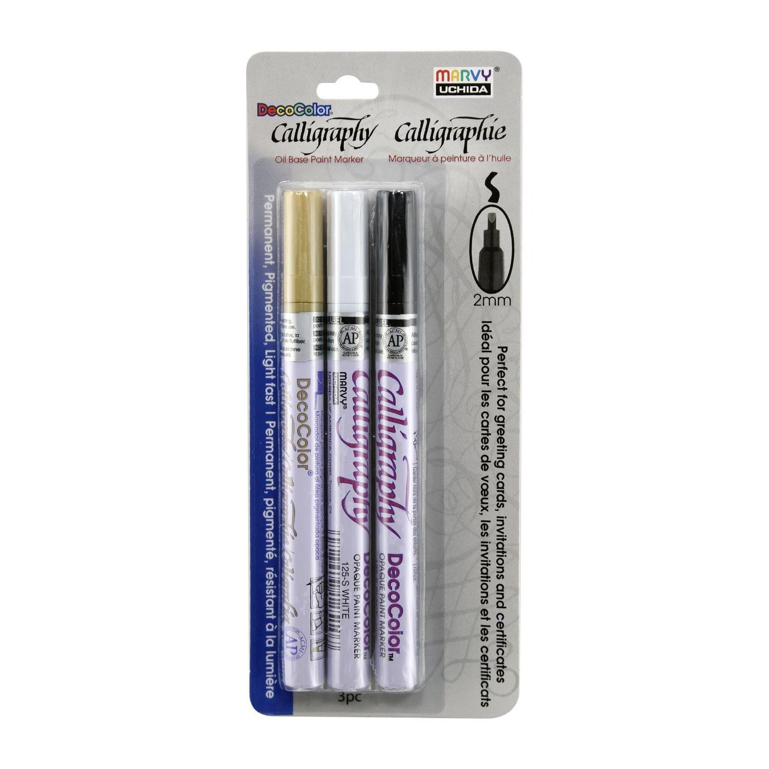 Marvy UchidaÂ® DecocolorÂ® Calligraphy Oil Based Paint Marker 3Pack