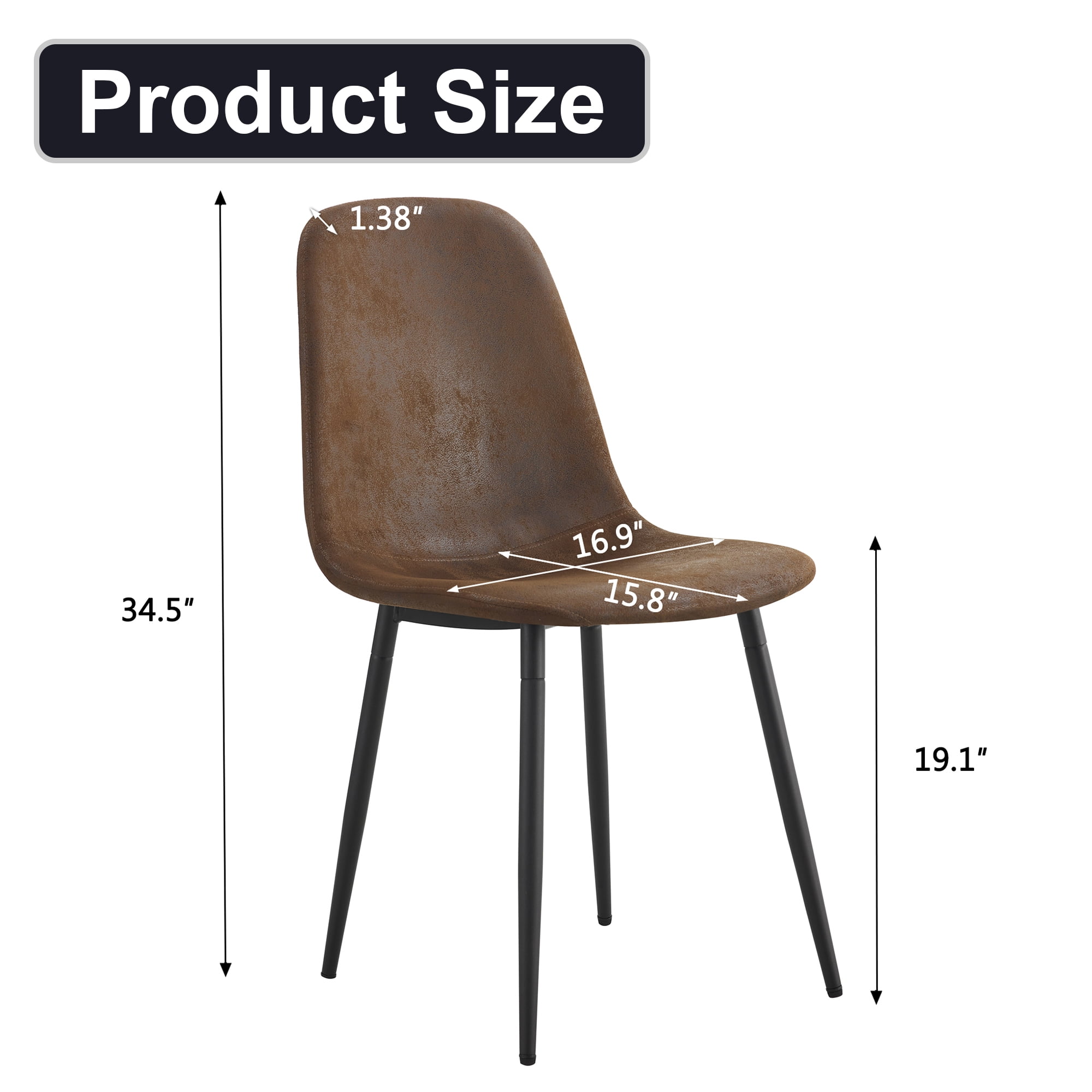 Noble House Ensemble de 6 chaises de salle à manger modernes en tissu technique brun aspect suède