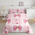 thumbnail image 2 of Erosebridal Cute Rabbit Bedding Full Comforter Set, Dreamy Pink Bowknot Down Comforter, Girls Room Decoration, Reversible, 2 of 7