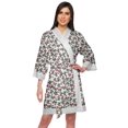 thumbnail image 1 of Moomaya Cotton Printed Robe For Women Kimono Getting Ready Bridesmaid Lace Robes, 1 of 6