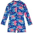 thumbnail image 1 of MIASHUI Girls Bathing Suits Summer Zipper Long Sleeve One Piece Swimsuits,Blue,6-7 Years, 1 of 8