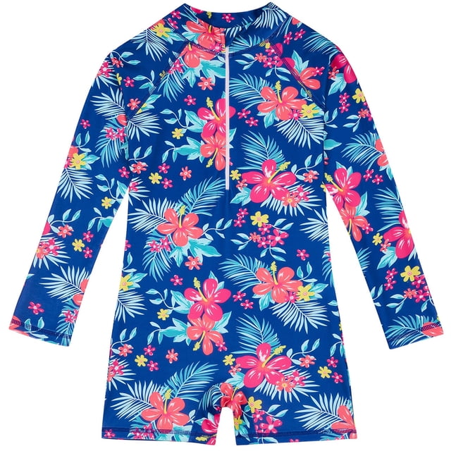 MIASHUI Girls Bathing Suits Summer Zipper Long Sleeve One Piece Swimsuits,Blue,6-7 Years