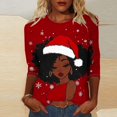 thumbnail image 1 of QIPOPIQ Hauts pour Femmes Manches 3/4 Décontracté Coupe Ample Col Rond T-Shirts Mignons Tunique Unie Trois Quarts Liquidation, 1 of 1