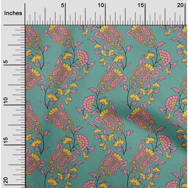 oneOone Polyester Lycra Fabric Leaves|Floral & Paisley Block Fabric Prints By Yard 56 Inch Wide