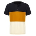 thumbnail image 3 of hopeusnice Men's Color Block Short Sleeve T-Shirt Henley Neck Slim Fit Tee Shirts Yellow XL, 3 of 4