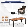 thumbnail image 2 of Costway 11 PCS Patio Dining Set with 15ft Double-Sided Patio Umbrella (Base Included) Navy, 2 of 10